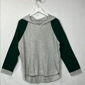 Evolution Womens Hoodie XXL Forest Green Gray Waffle Knit Pullover Hi-Lo Hem New